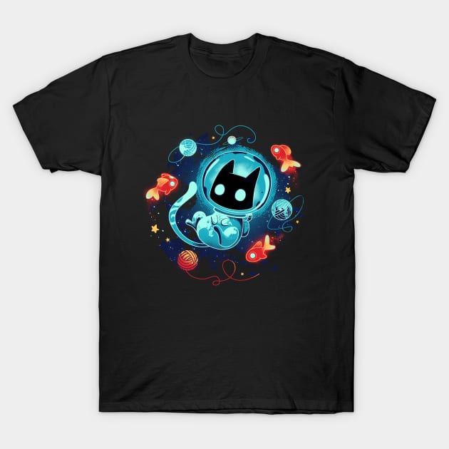 Space adventurer - Cat in Space T-Shirt by Snouleaf